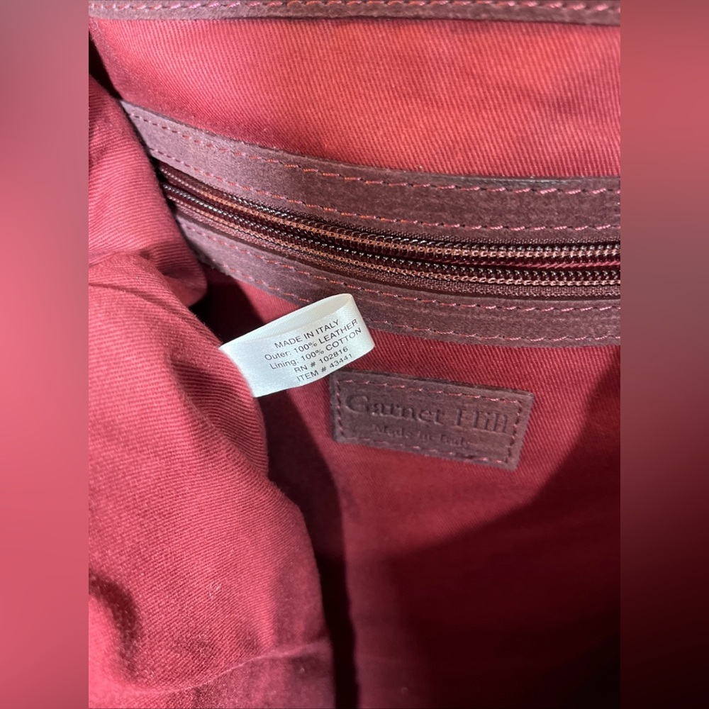 Garnet Hill Shoulder Tote Bag Suede Large Aubergine Made in Italy - Picture 8 of 9